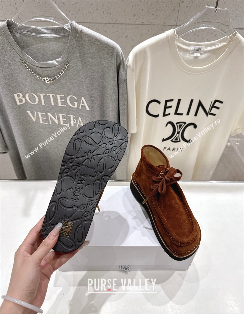 Loewe Faro High top Lace-up Shoes in Suede Dark Brown 2025 (MD-250823069)