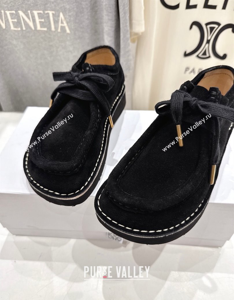 Loewe Faro Lace-up Shoes in Suede Black 2025 0823 (MD-250823076)