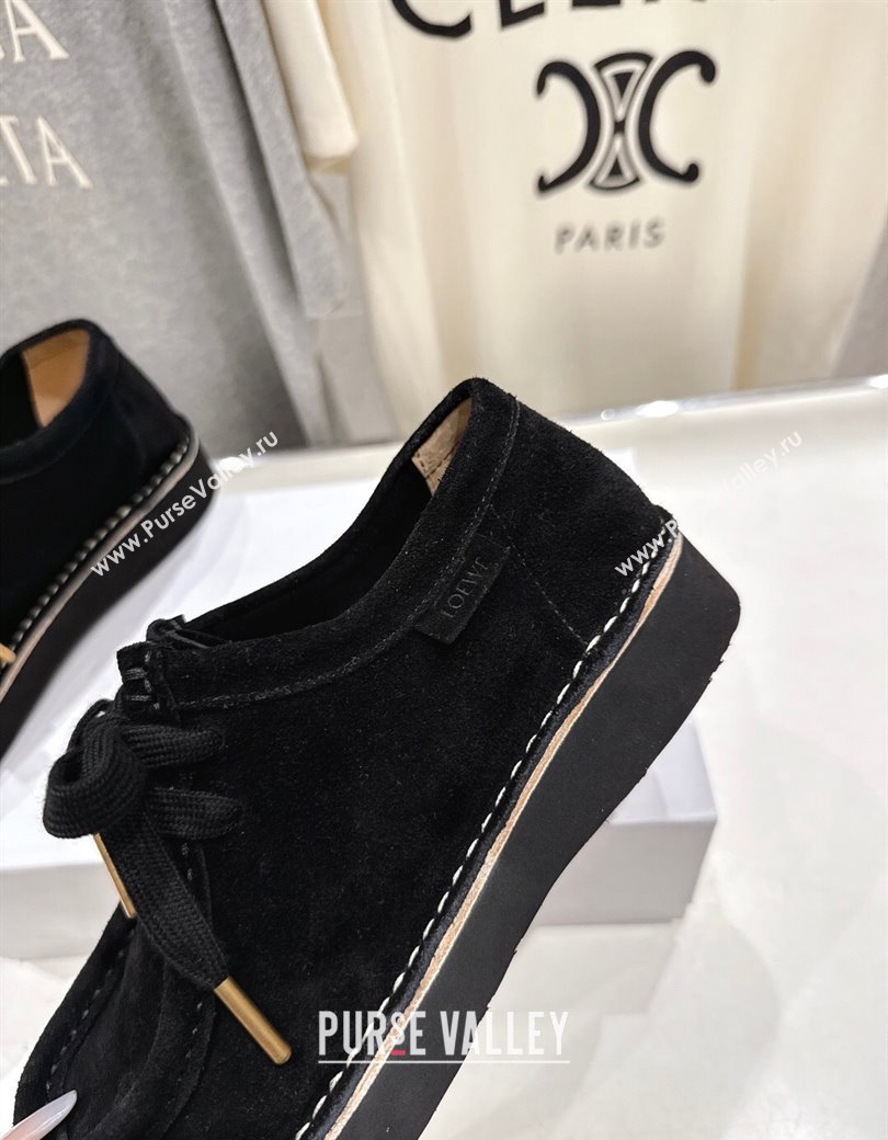 Loewe Faro Lace-up Shoes in Suede Black 2025 0823 (MD-250823076)