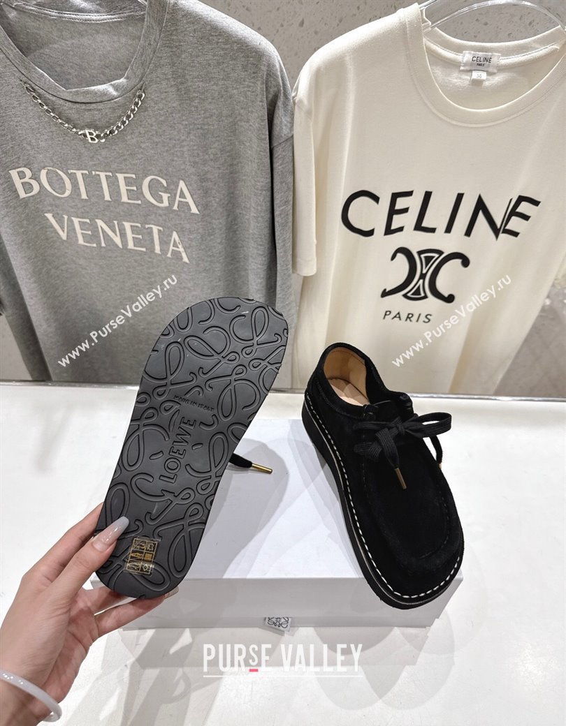 Loewe Faro Lace-up Shoes in Suede Black 2025 0823 (MD-250823076)