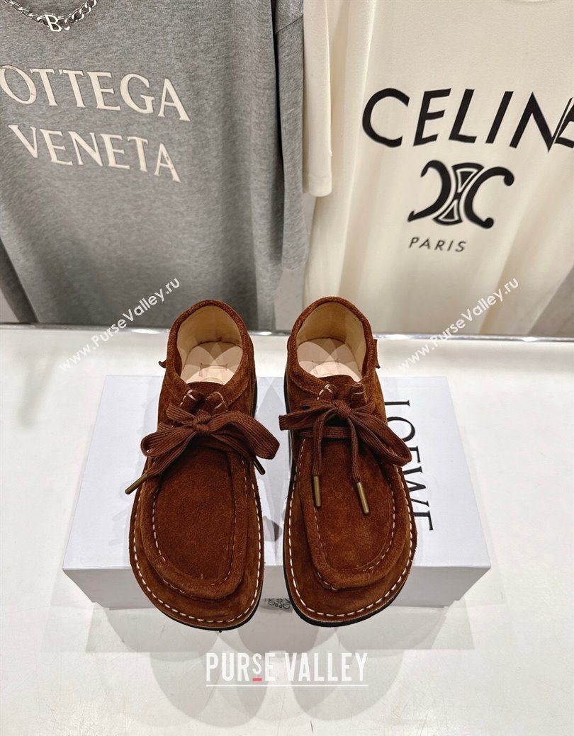 Loewe Faro Lace-up Shoes in Suede Dark Brown 2025 0823 (MD-250823077)