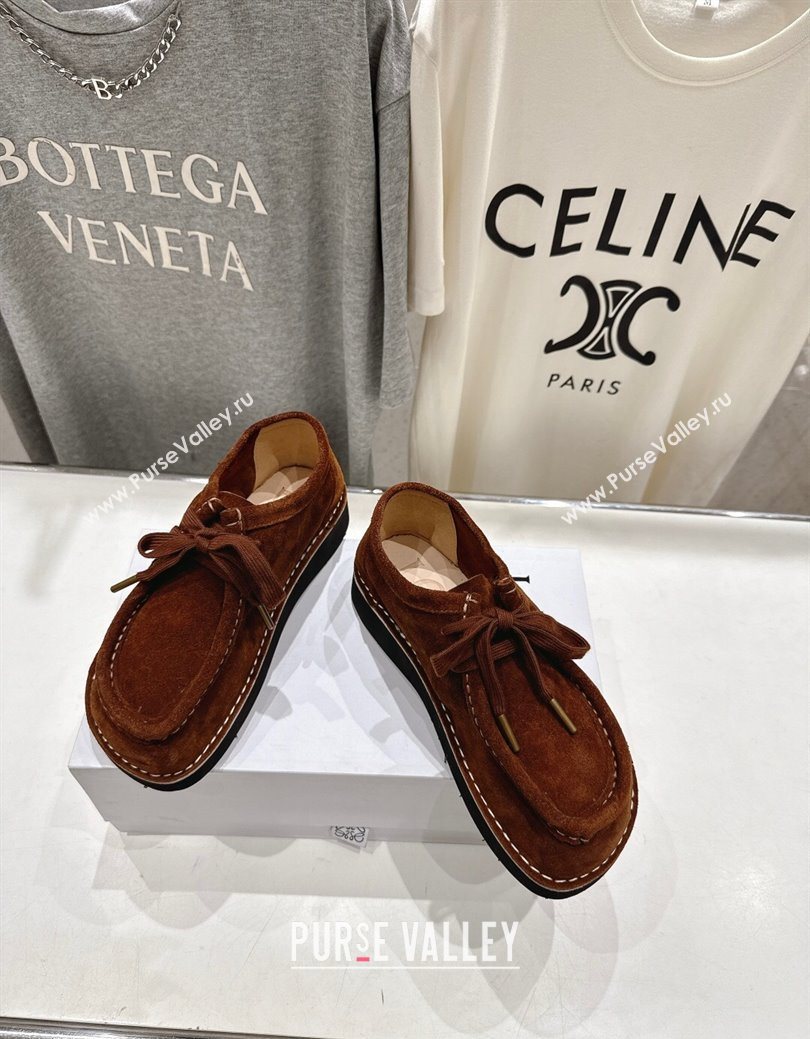 Loewe Faro Lace-up Shoes in Suede Dark Brown 2025 0823 (MD-250823077)