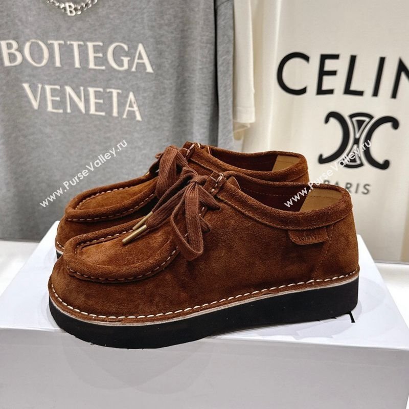 Loewe Faro Lace-up Shoes in Suede Dark Brown 2025 0823 (MD-250823077)