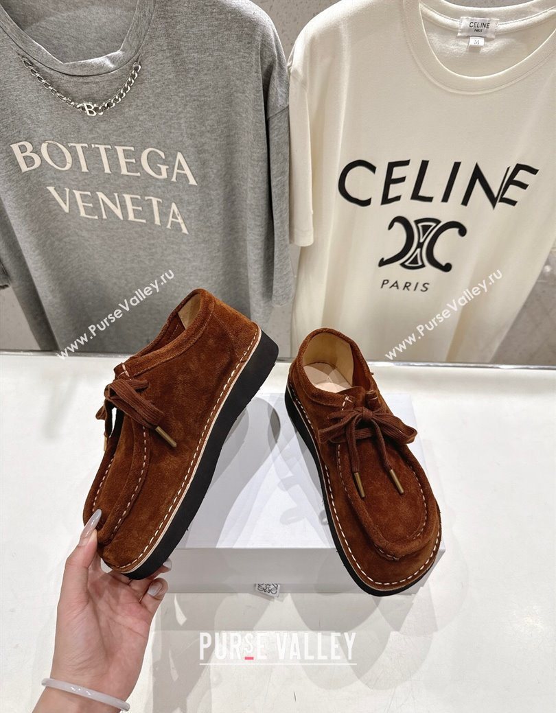 Loewe Faro Lace-up Shoes in Suede Dark Brown 2025 0823 (MD-250823077)