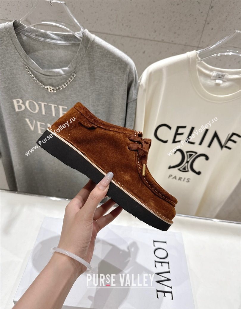 Loewe Faro Lace-up Shoes in Suede Dark Brown 2025 0823 (MD-250823077)