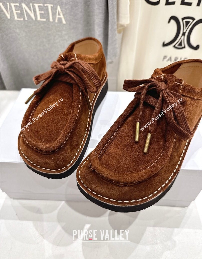 Loewe Faro Lace-up Shoes in Suede Dark Brown 2025 0823 (MD-250823077)