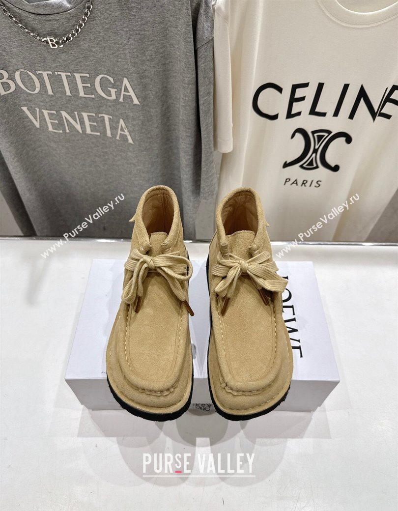 Loewe Faro High top Lace-up Shoes in Suede Beige 2025 (MD-250823068)