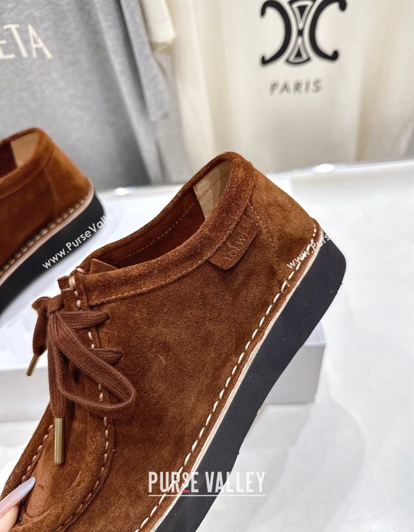Loewe Faro Lace-up Shoes in Suede Dark Brown 2025 0823 (MD-250823077)