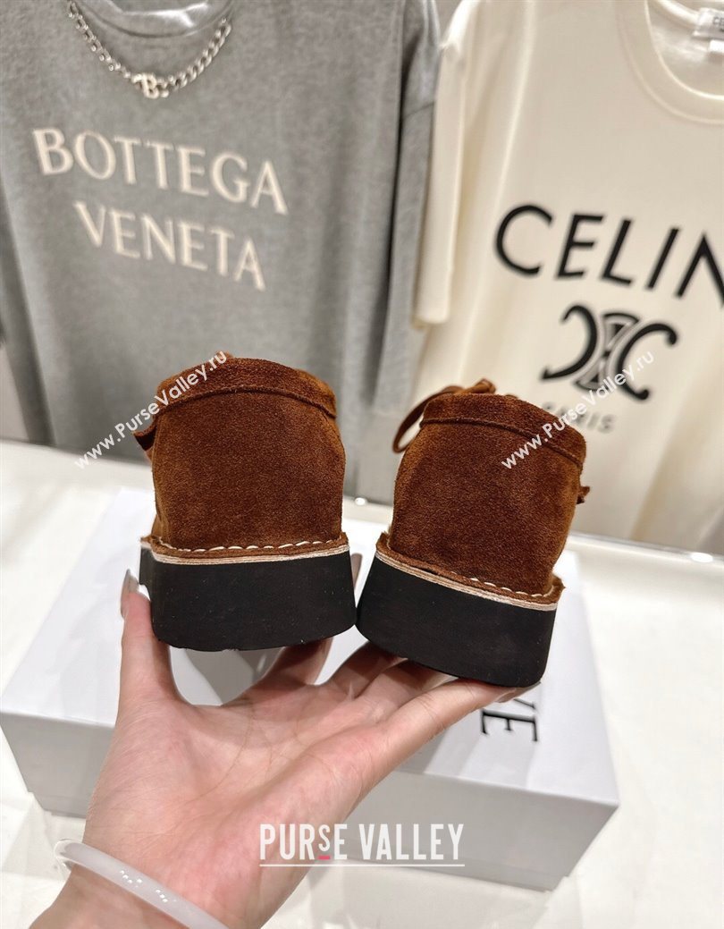 Loewe Faro Lace-up Shoes in Suede Dark Brown 2025 0823 (MD-250823077)