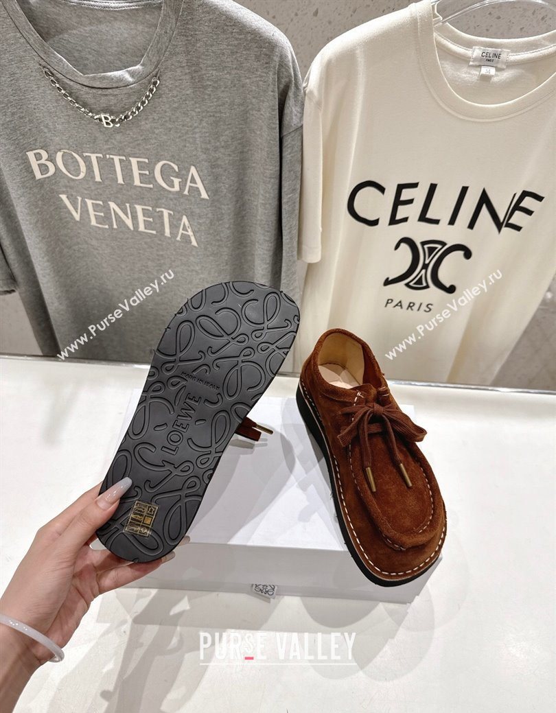 Loewe Faro Lace-up Shoes in Suede Dark Brown 2025 0823 (MD-250823077)