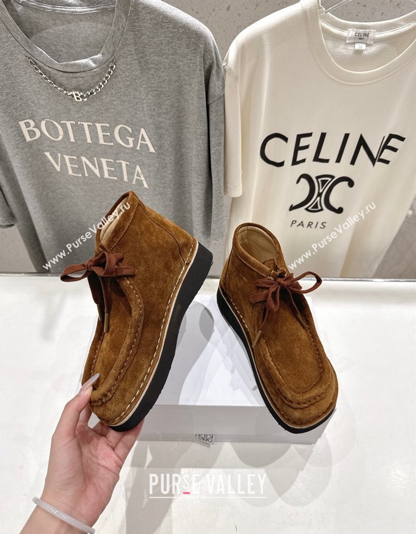 Loewe Faro High top Lace-up Shoes in Suede Brown2 2025 (MD-250823072)