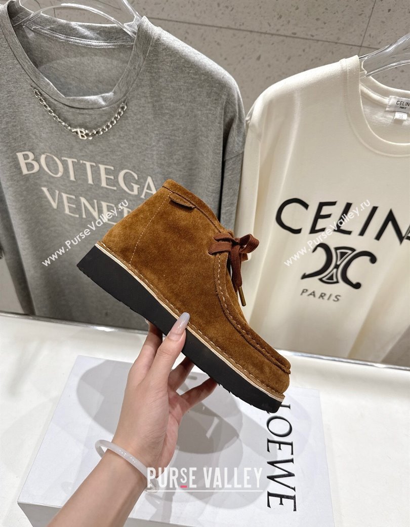 Loewe Faro High top Lace-up Shoes in Suede Brown2 2025 (MD-250823072)