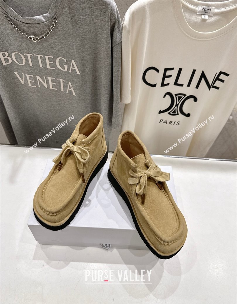 Loewe Faro High top Lace-up Shoes in Suede Beige 2025 (MD-250823068)