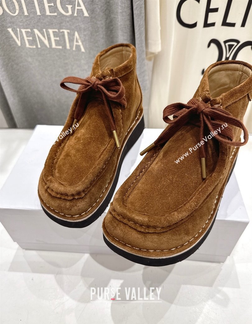 Loewe Faro High top Lace-up Shoes in Suede Brown2 2025 (MD-250823072)