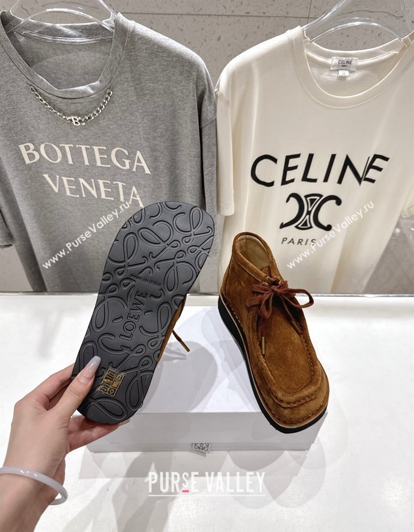 Loewe Faro High top Lace-up Shoes in Suede Brown2 2025 (MD-250823072)