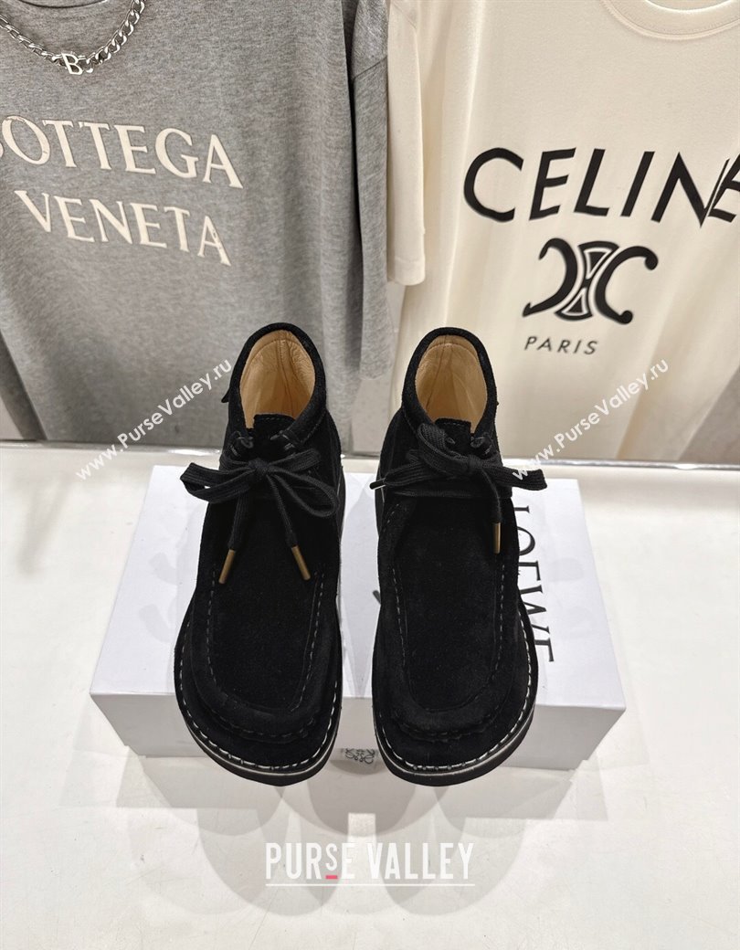 Loewe Faro High top Lace-up Shoes in Suede Black 2025 (MD-250823071)