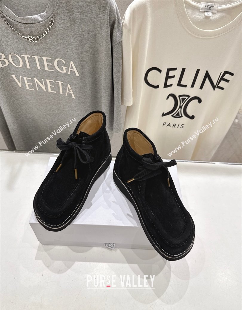 Loewe Faro High top Lace-up Shoes in Suede Black 2025 (MD-250823071)