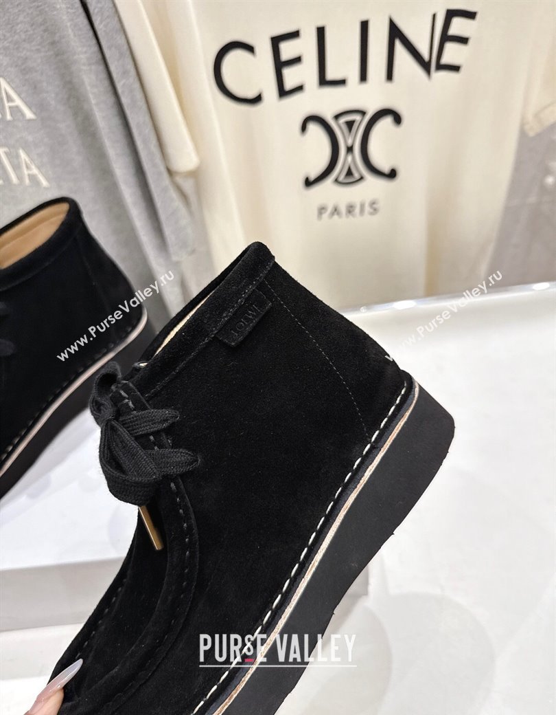 Loewe Faro High top Lace-up Shoes in Suede Black 2025 (MD-250823071)