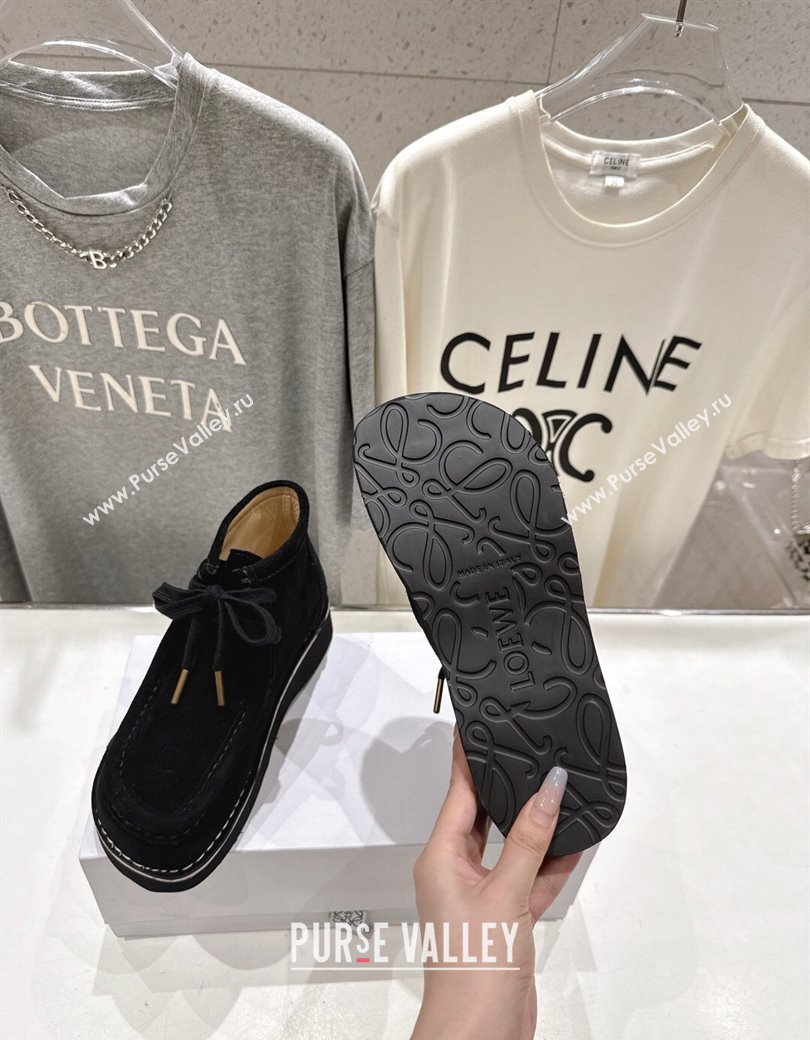 Loewe Faro High top Lace-up Shoes in Suede Black 2025 (MD-250823071)