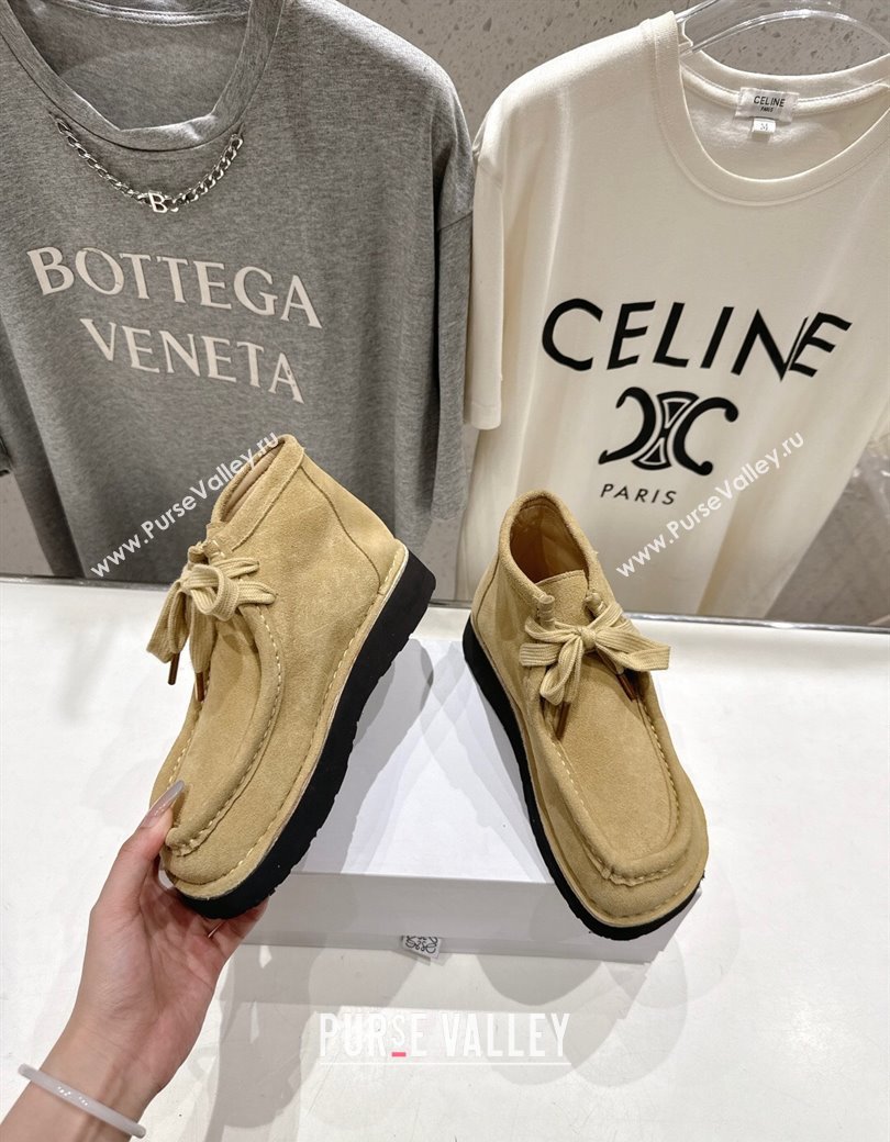 Loewe Faro High top Lace-up Shoes in Suede Beige 2025 (MD-250823068)