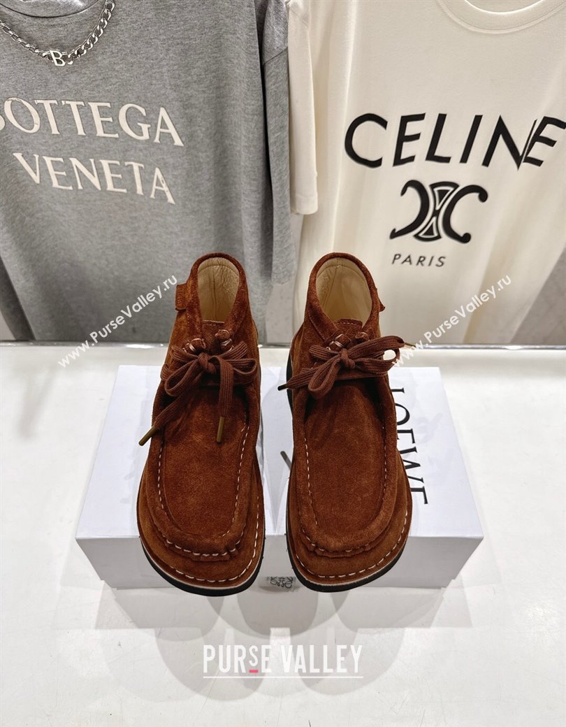 Loewe Faro High top Lace-up Shoes in Suede Dark Brown 2025 (MD-250823069)