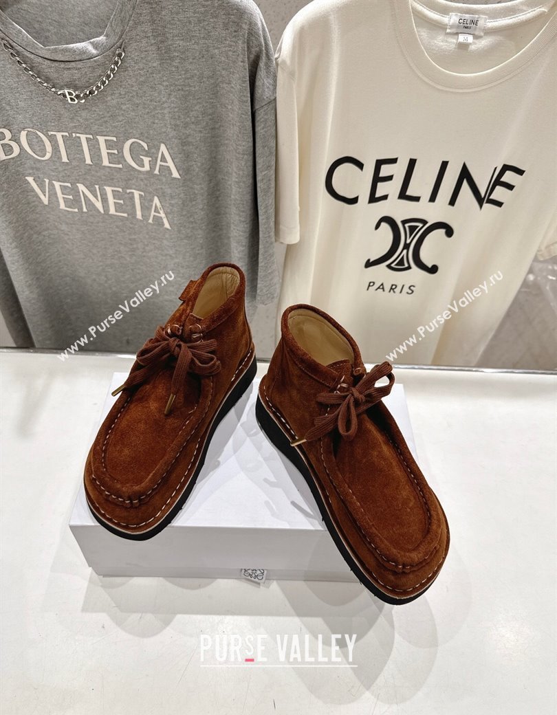 Loewe Faro High top Lace-up Shoes in Suede Dark Brown 2025 (MD-250823069)