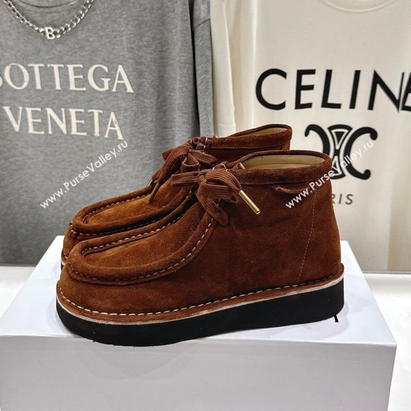 Loewe Faro High top Lace-up Shoes in Suede Dark Brown 2025 (MD-250823069)