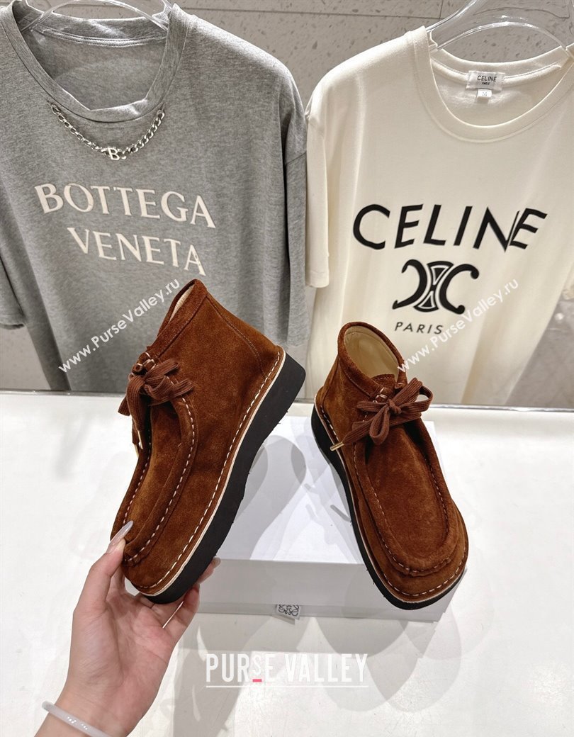 Loewe Faro High top Lace-up Shoes in Suede Dark Brown 2025 (MD-250823069)