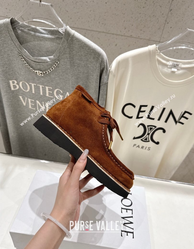 Loewe Faro High top Lace-up Shoes in Suede Dark Brown 2025 (MD-250823069)