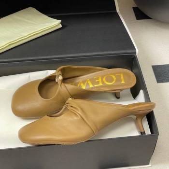 Loewe Pebble Soft heel mule 4.5cm in nappa lambskin Brown 2025 (HQG-250823087)