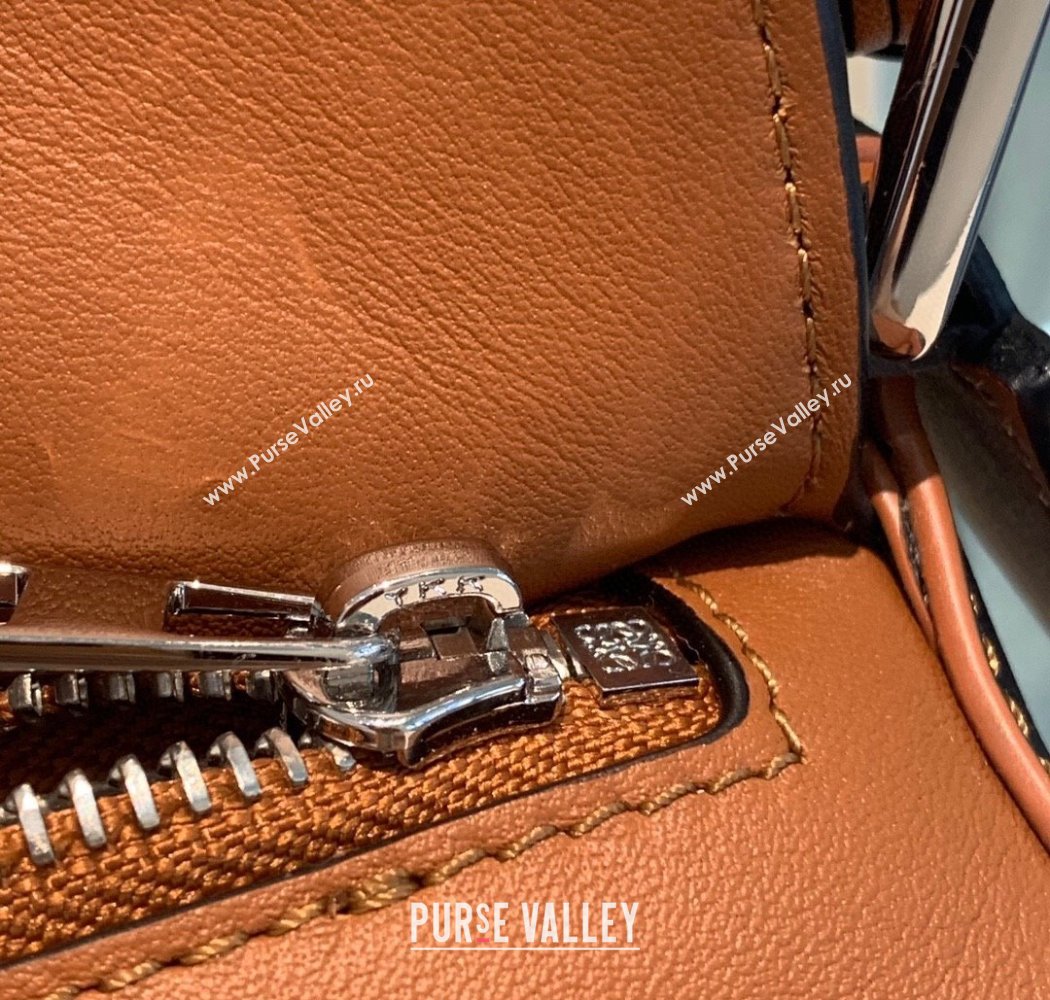 Loewe Small Puzzle bag in nappa calfskin leather with woven handle Black/Brown 2025 0925 (YS-250925022)