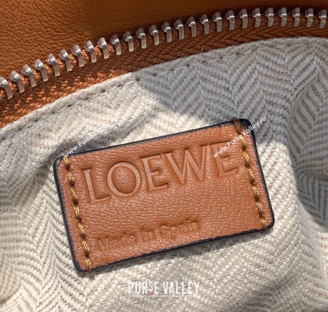 Loewe Small Puzzle bag in nappa calfskin leather with woven handle Black/Brown 2025 0925 (YS-250925022)