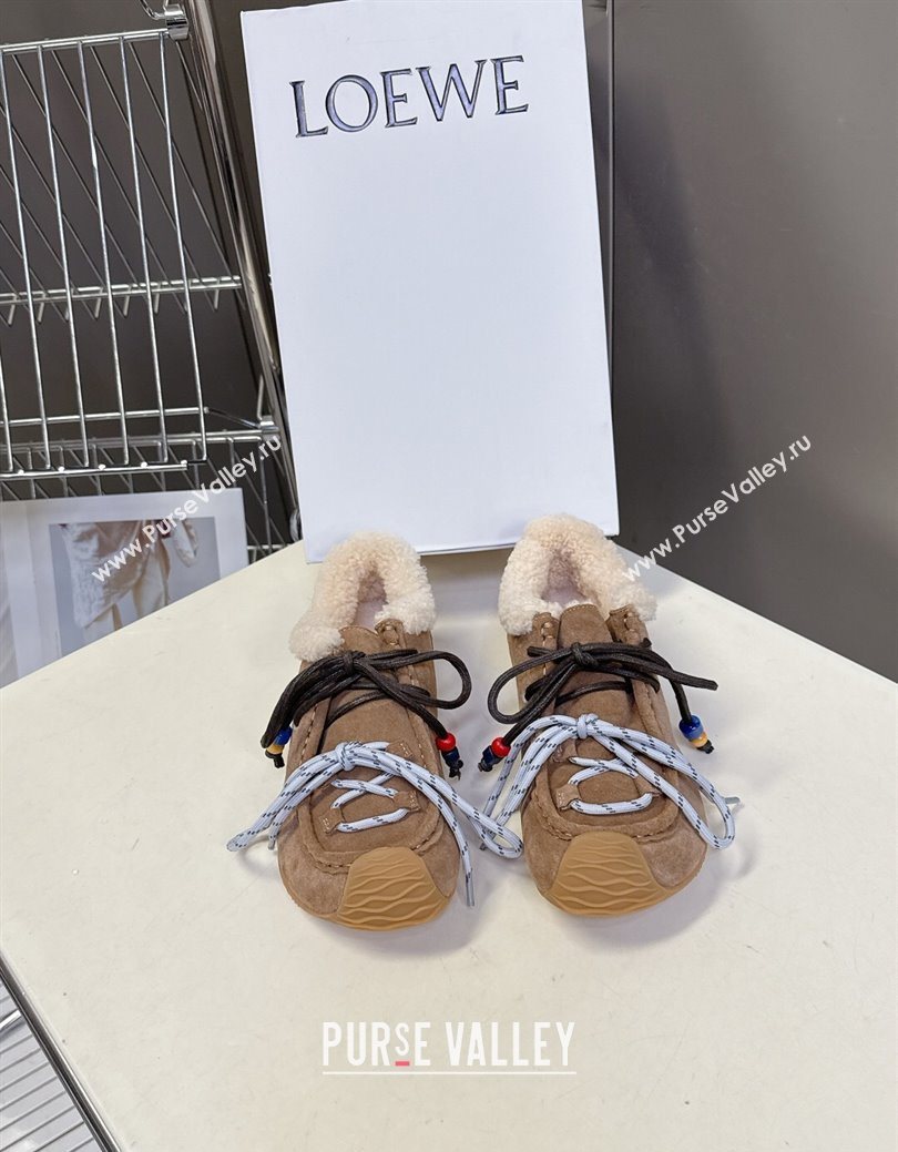 Loewe High top Sneakers in Suede and Wool Light Brown 2025 LW103001 (MD-251030040)