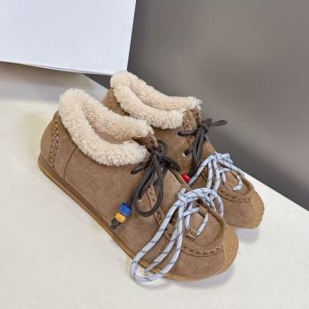 Loewe High top Sneakers in Suede and Wool Light Brown 2025 LW103001 (MD-251030040)