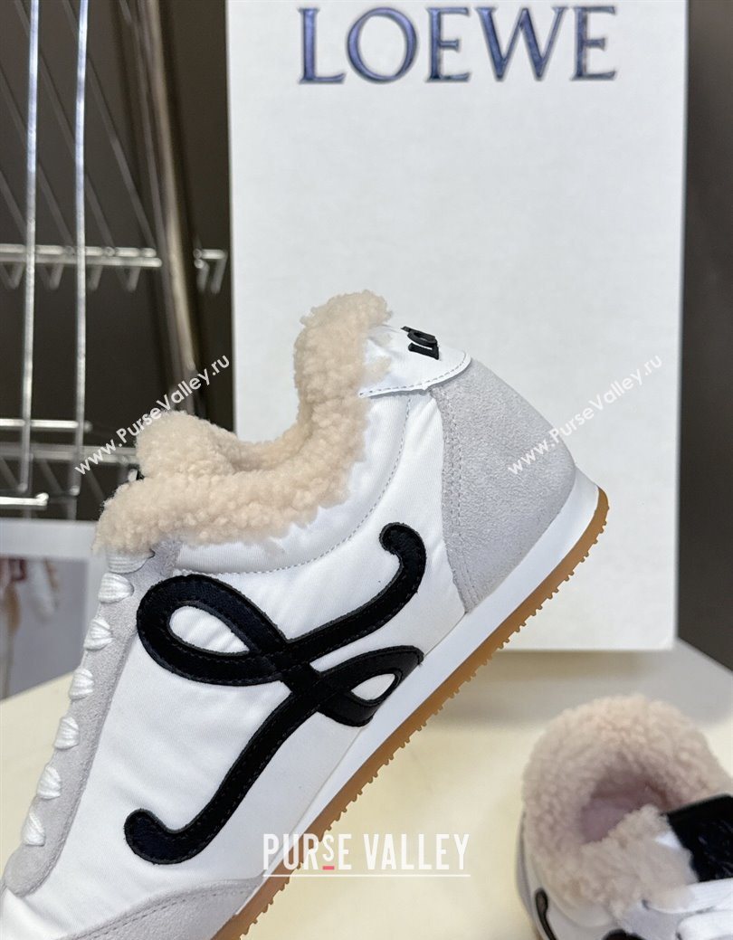 Loewe Ballet Runner 2.0 Sneakers in Suede, Nylon and Shearling Wool White/Grey 2025 LW103002 (MD-251030043)