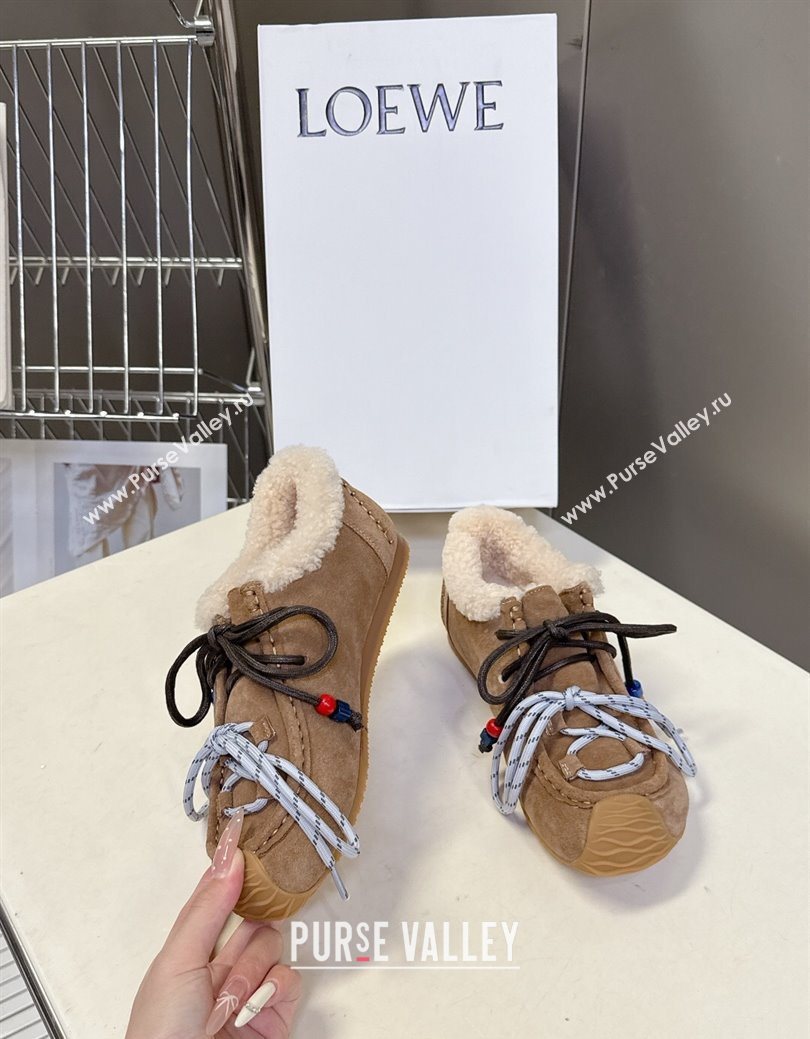 Loewe High top Sneakers in Suede and Wool Light Brown 2025 LW103001 (MD-251030040)