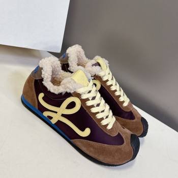 Loewe Ballet Runner 2.0 Sneakers in Suede, Nylon and Shearling Wool Dark/Brown 2025 LW103002 (MD-251030044)