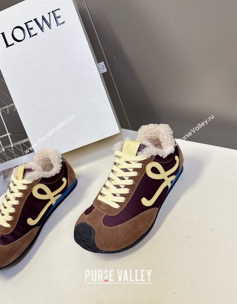 Loewe Ballet Runner 2.0 Sneakers in Suede, Nylon and Shearling Wool Dark/Brown 2025 LW103002 (MD-251030044)