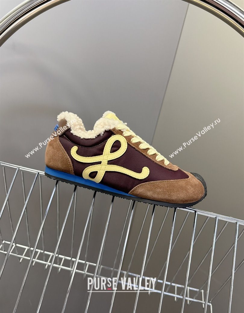 Loewe Ballet Runner 2.0 Sneakers in Suede, Nylon and Shearling Wool Dark/Brown 2025 LW103002 (MD-251030044)