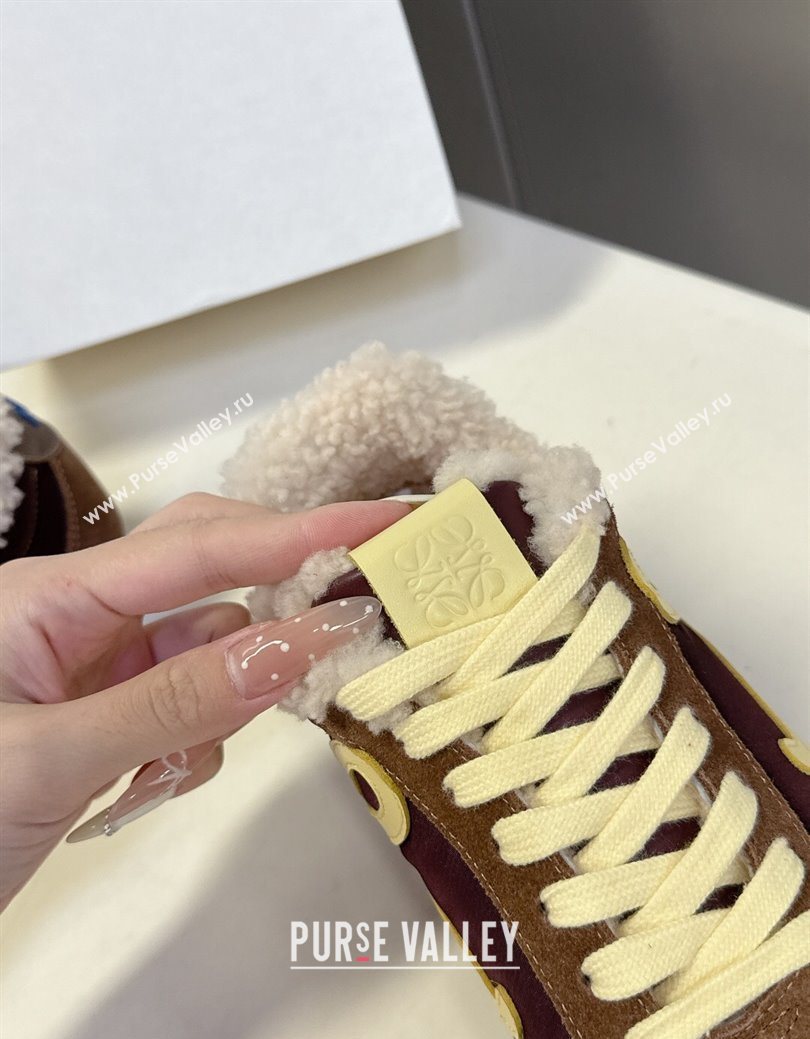 Loewe Ballet Runner 2.0 Sneakers in Suede, Nylon and Shearling Wool Dark/Brown 2025 LW103002 (MD-251030044)