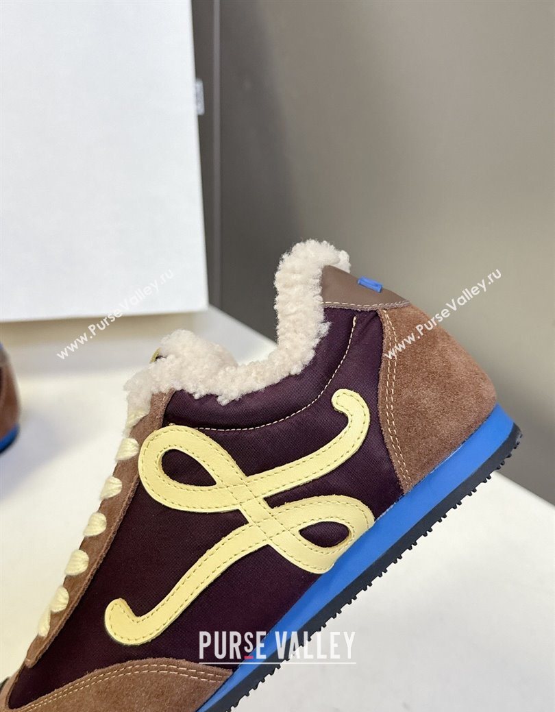 Loewe Ballet Runner 2.0 Sneakers in Suede, Nylon and Shearling Wool Dark/Brown 2025 LW103002 (MD-251030044)
