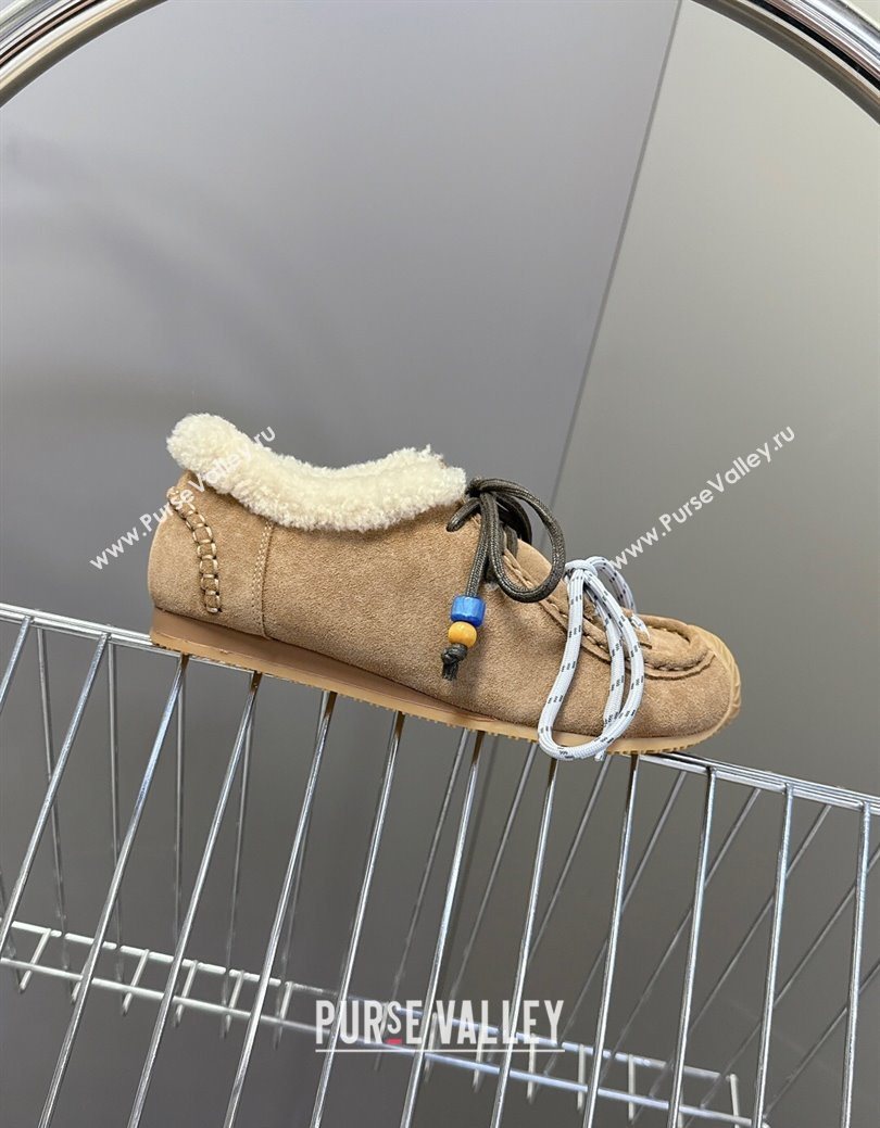 Loewe High top Sneakers in Suede and Wool Light Brown 2025 LW103001 (MD-251030040)