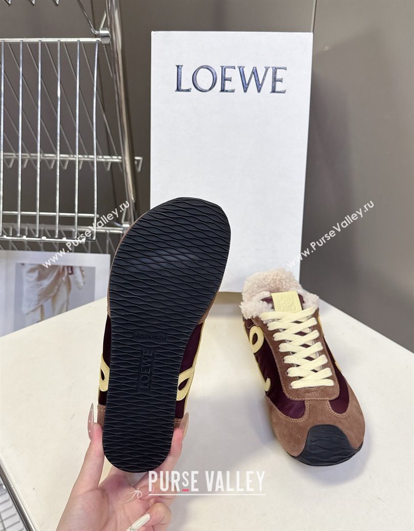 Loewe Ballet Runner 2.0 Sneakers in Suede, Nylon and Shearling Wool Dark/Brown 2025 LW103002 (MD-251030044)