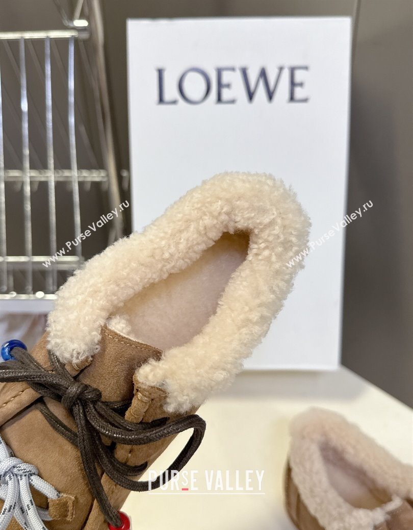 Loewe High top Sneakers in Suede and Wool Light Brown 2025 LW103001 (MD-251030040)