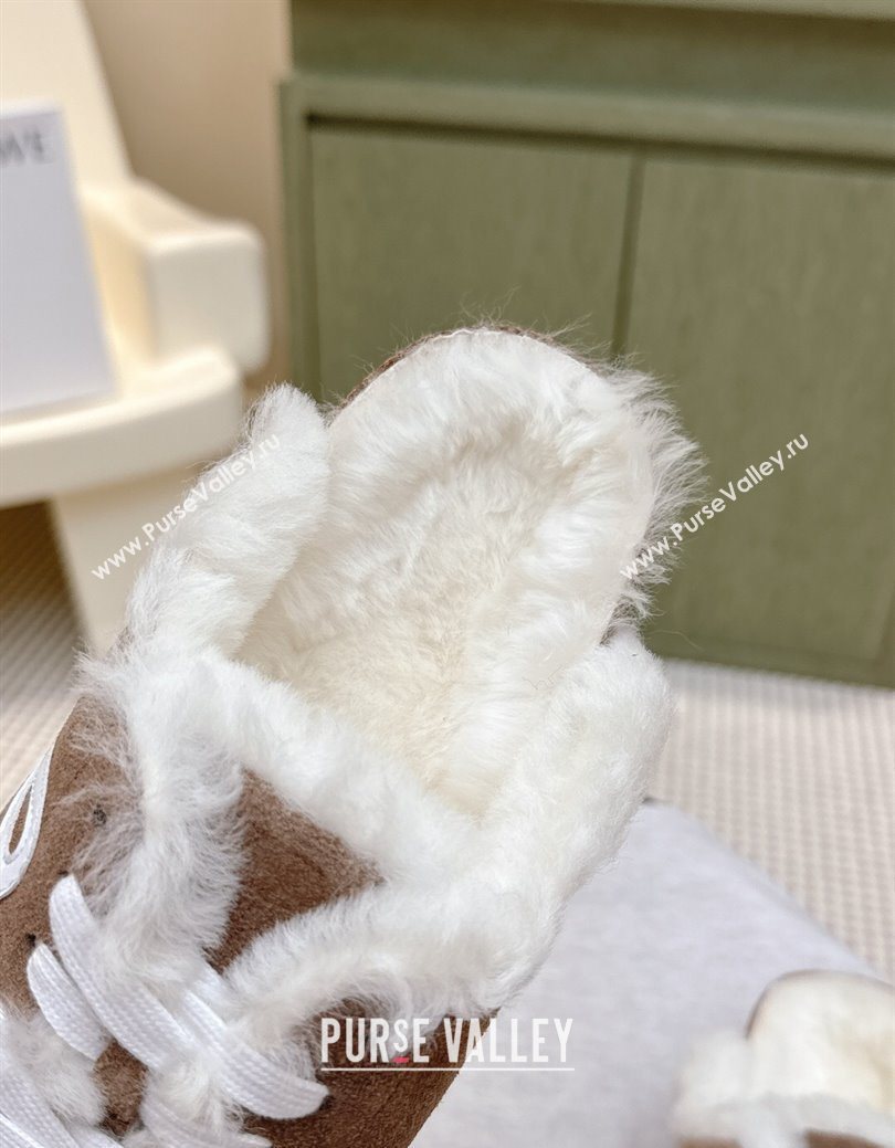 Loewe x Birkenstock Laced-up Mules in Suede and Wool Brown 2025 LW103005 (HQG-251030053)