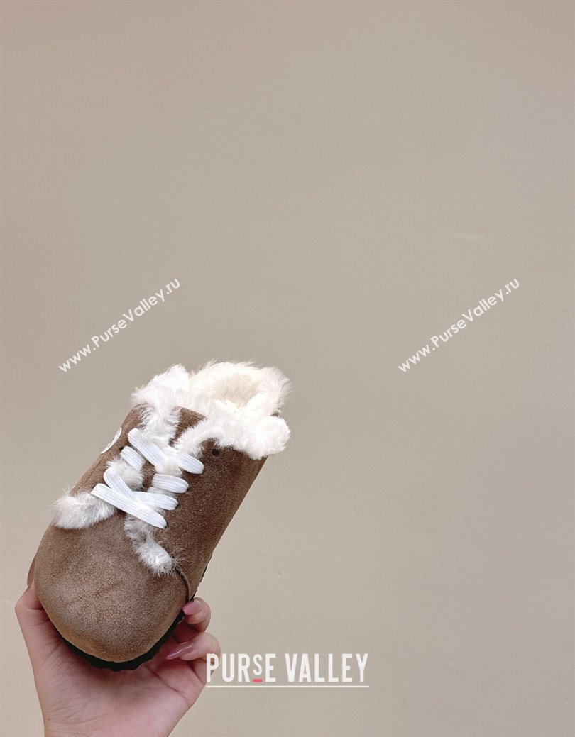 Loewe x Birkenstock Laced-up Mules in Suede and Wool Brown 2025 LW103005 (HQG-251030053)