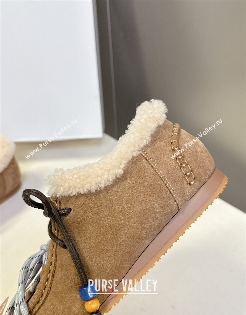 Loewe High top Sneakers in Suede and Wool Light Brown 2025 LW103001 (MD-251030040)