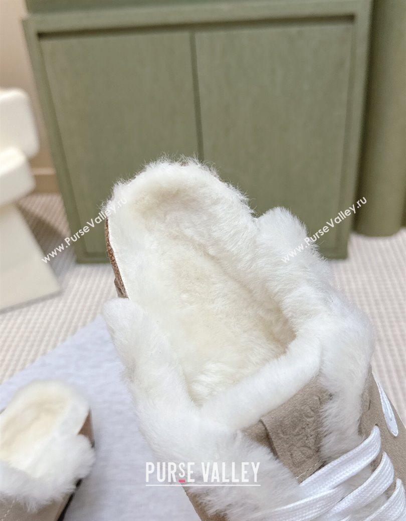 Loewe x Birkenstock Laced-up Mules in Suede and Wool Grey 2025 LW103005 (HQG-251030054)