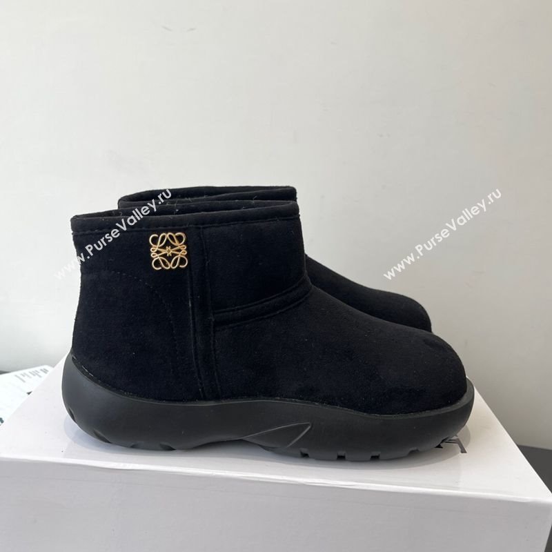 Loewe Flat Snow Boots in Suede and Shearling Wool Black 2025 LW103006 (HQG-251030056)