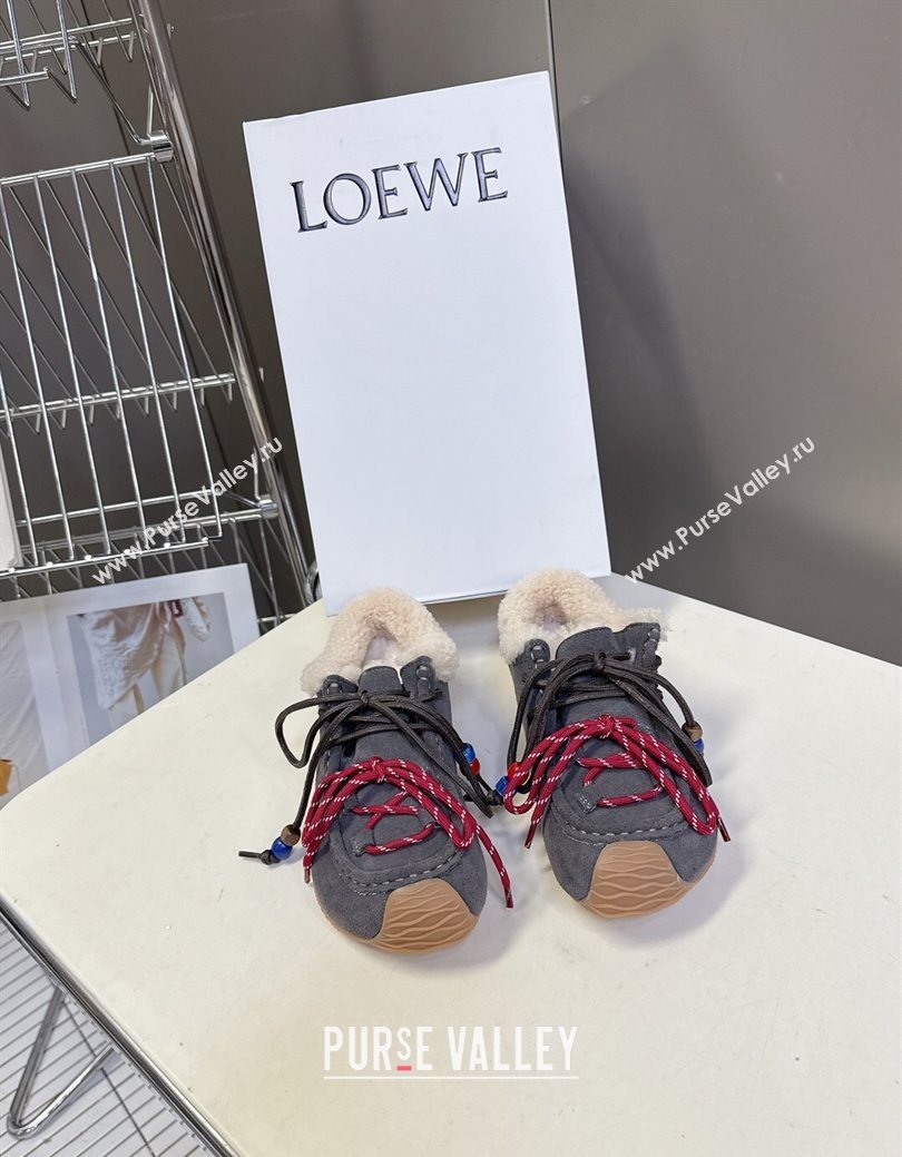 Loewe High top Sneakers in Suede and Wool Grey 2025 LW103001 (MD-251030041)
